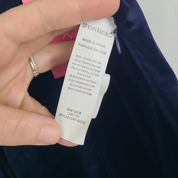 NEW Shoedazzle Women's Velvet Pants Navy Blue side zipper Sz M NWT - Picture 5 of 8